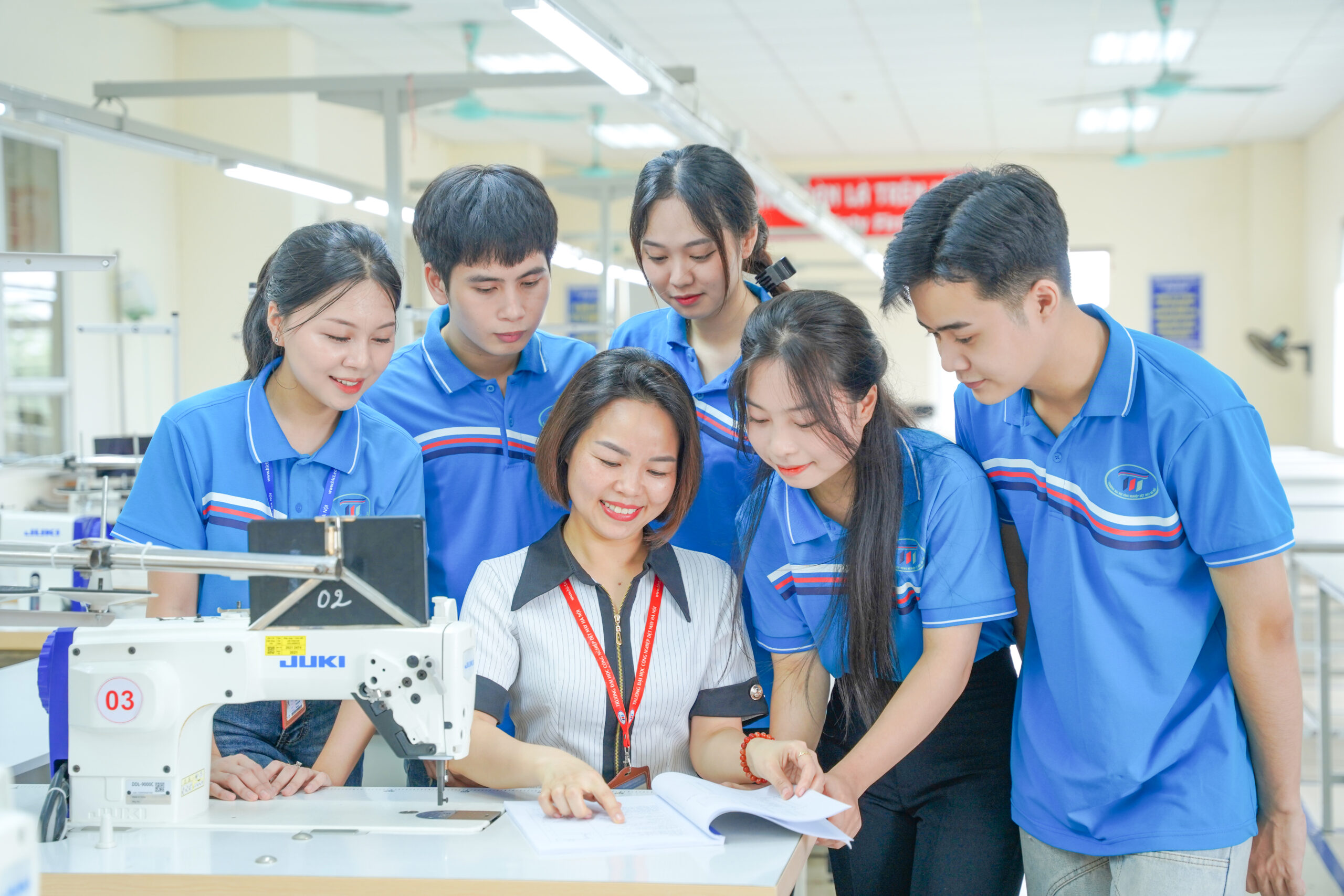 Training textile-garment student with full of digital skills and green skills