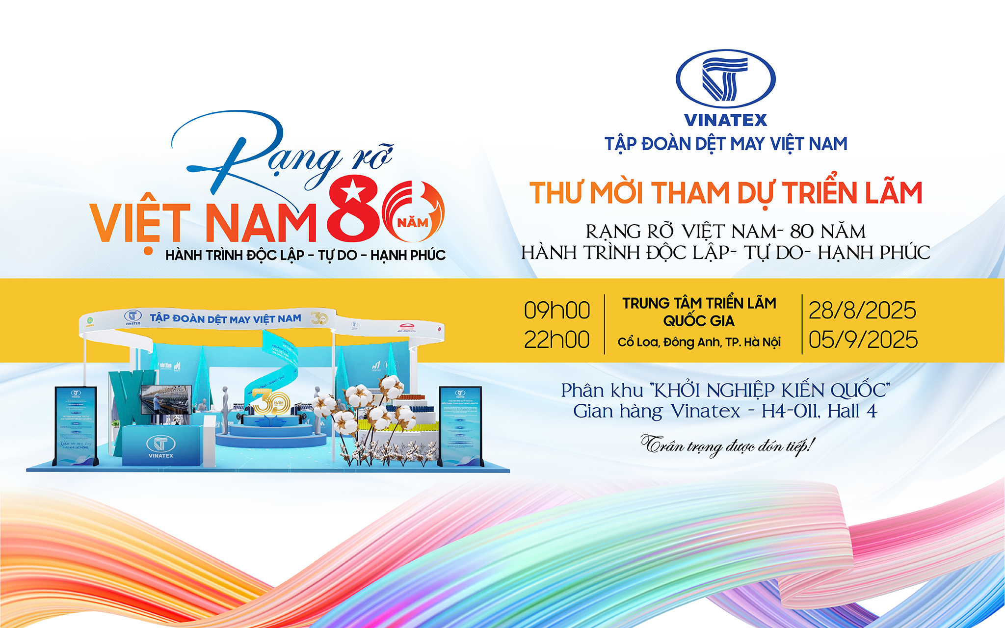 Thư mời tham dự và trải nghiệm gian hàng Vinatex tại Triển lãm “80 năm hành trình Độc lập – Tự do – Hạnh phúc”