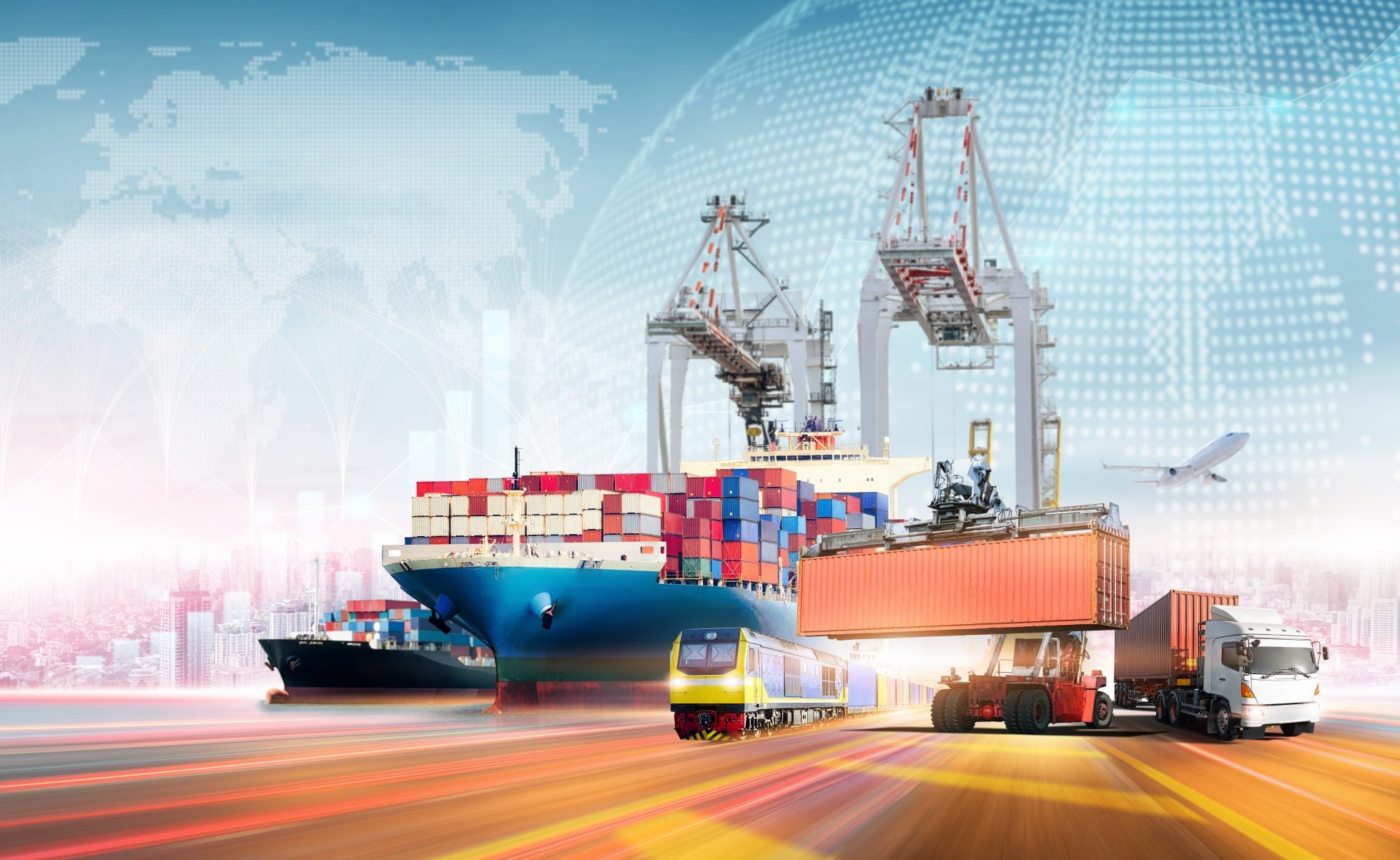 Logistics và chuỗi cung ứng ngành dệt may trong bối cảnh biến động địa chính trị toàn cầu 1 vecteezy global business logistics import export of containers cargo 21660302 scaled e1781160626265
